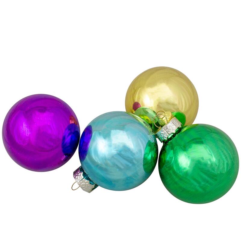 9 Assorted Glass Ball Hanging Christmas Ball Ornaments 2.25-Inch