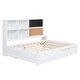 preview thumbnail 28 of 31, Daybed with 4 Storage Compartment, Blackboard, Cork Board and Trundle, Wooden Captain Bed with USB Ports for Bedroom