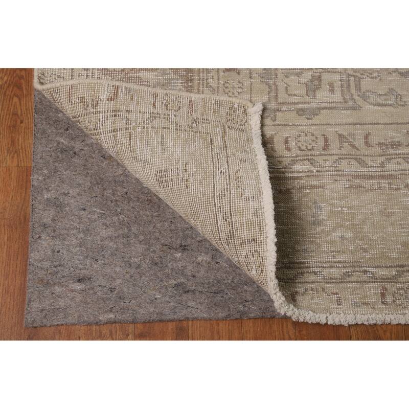 Tabriz Persian Vintage Rug Hand-Knotted Traditional Beige Wool Carpet - 9'9"x 12'6"
