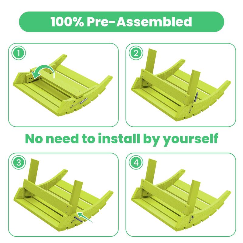 HDPE Folding Adirondack Ottoman, No-Assembly Outdoor Footrest,Fade Resistant Patio Footstool for Adirondack chair