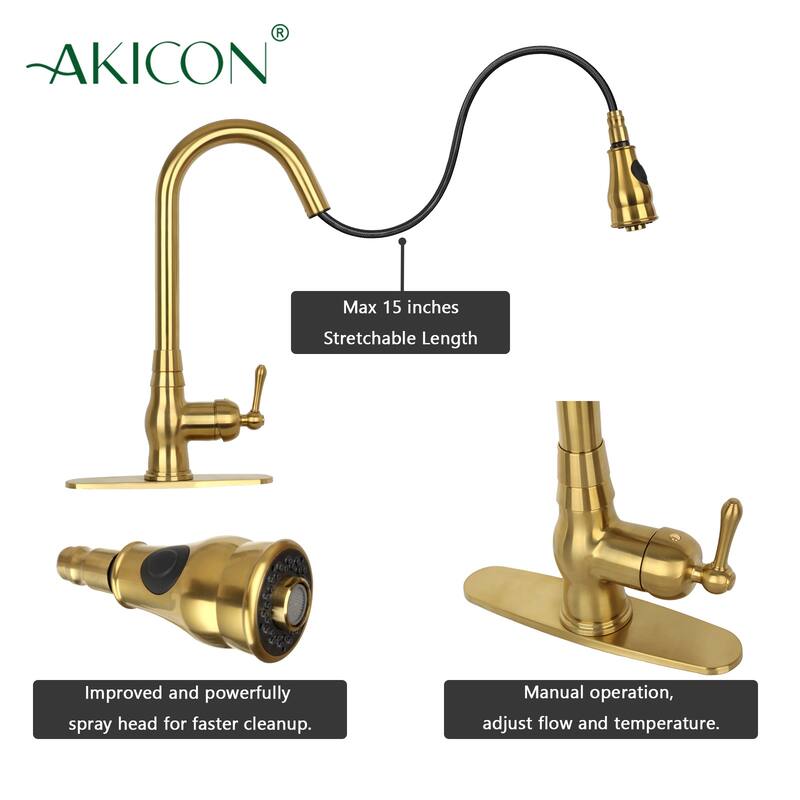 Copper Kitchen Faucet with Single Handle and Pull Down Sprayer