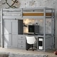 preview thumbnail 13 of 22, Twin Size Loft Bed with Integrated Wardrobe, Desk, and Storage Drawers, Space-Saving White Design Grey