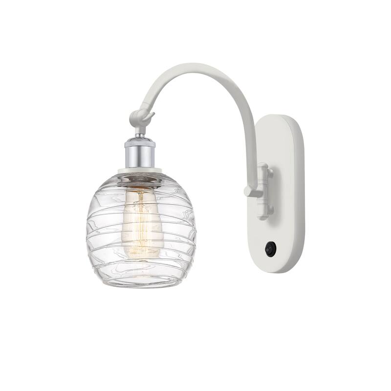 Innovations Lighting Ballston Belfast - 1 Light 6" Sconce - Arm Swivels Side To Side - Deco Swirl/White and Polished Chrome