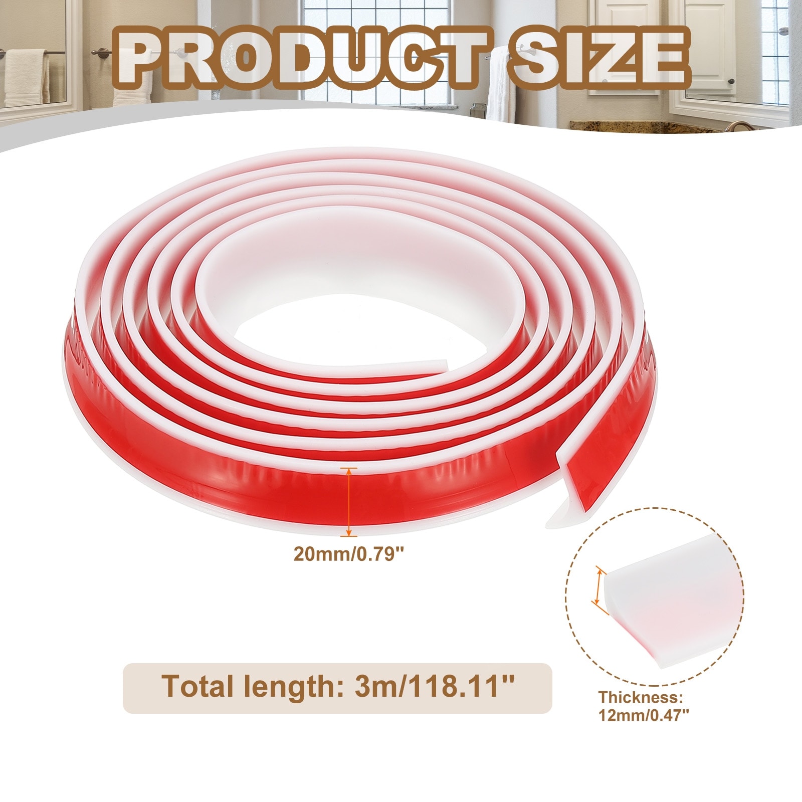 Collapsible Shower Threshold Water Dam Guard, Shower Stopper Barrier Self Adhesive Sink Splash Guard