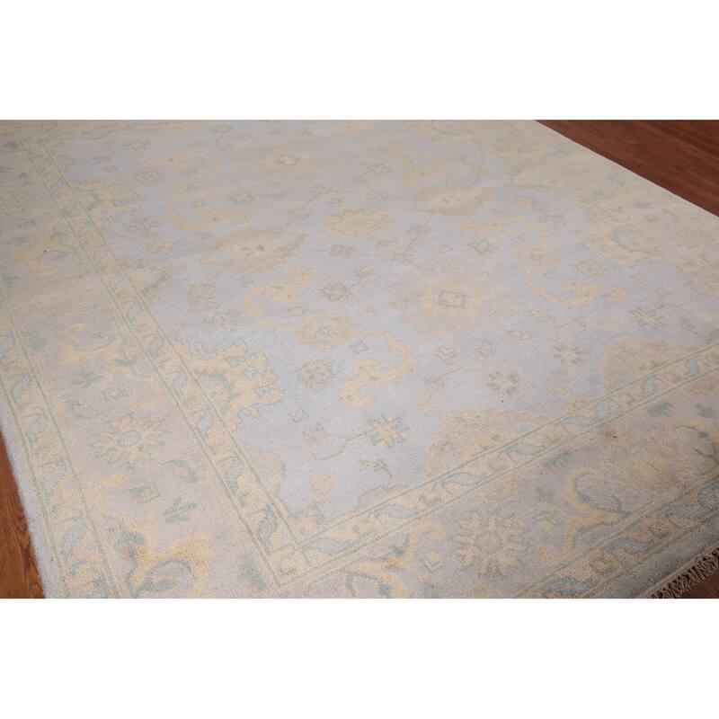 All-Over Oushak Area Rug Hand-Knotted Wool Carpet - 8'2"x 9'9"