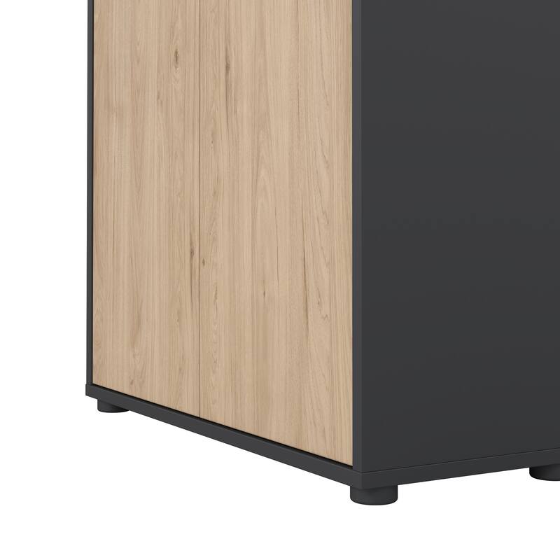 Carson Carrington Sign 6 Shelf Bookcase with 4 Doors, Home Office Storage - 13.5"D x 31.34"W x 80.59"H
