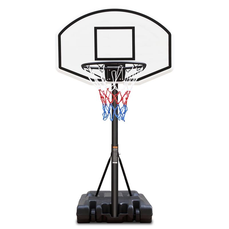 Portable Poolside Basketball Hoop 3.1ft to 4.7ft Height-Adjustable - White+Black