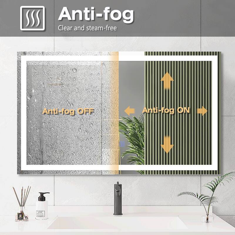 Wall Mounted Bathroom Rectangle Front And Back light LED Mirror With Anti Fog And Dimmable