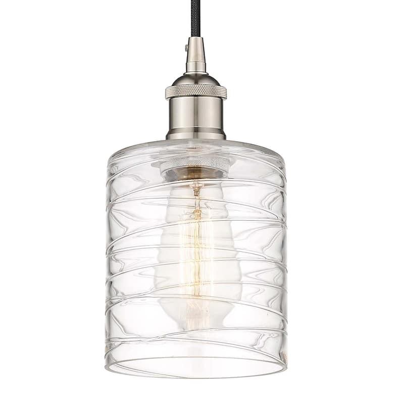 Innovations Lighting 616-1P-8-5 Cobbleskill Pendant Cobbleskill 5" - Polished Nickel / Deco Swirl