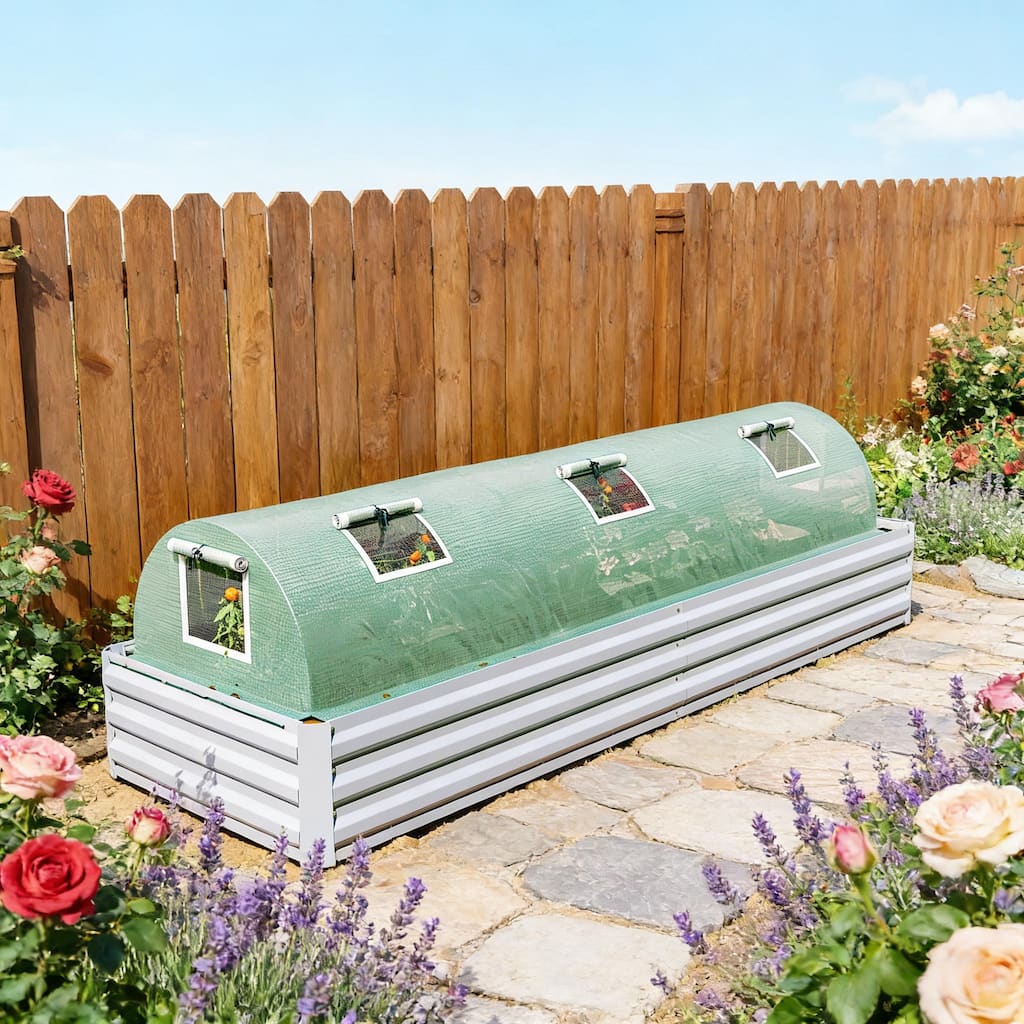 GDFStudio Outdoor Kael Compact Mini Greenhouse with Steel Frame and PE Cover - Green