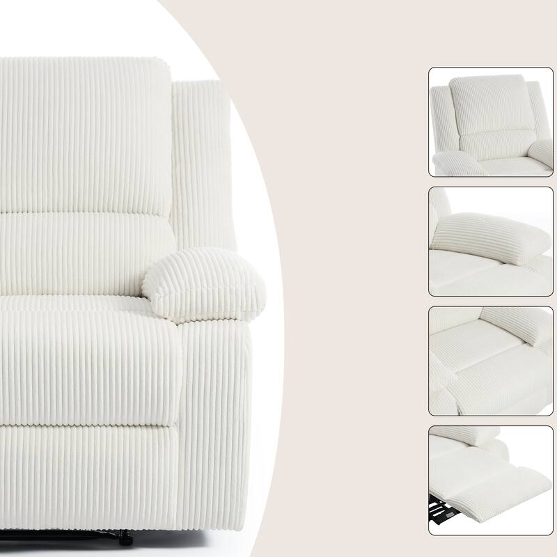 Corduroy Manual Recliner Glider Club Chair with Footrest