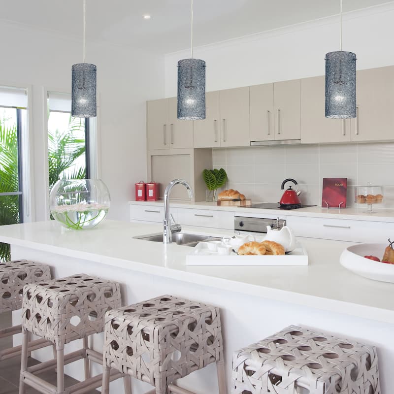 Ice Fragments 5-inch Wide 1-Light Pendant in Satin Nickel - 5in W x 5in D x 8in H