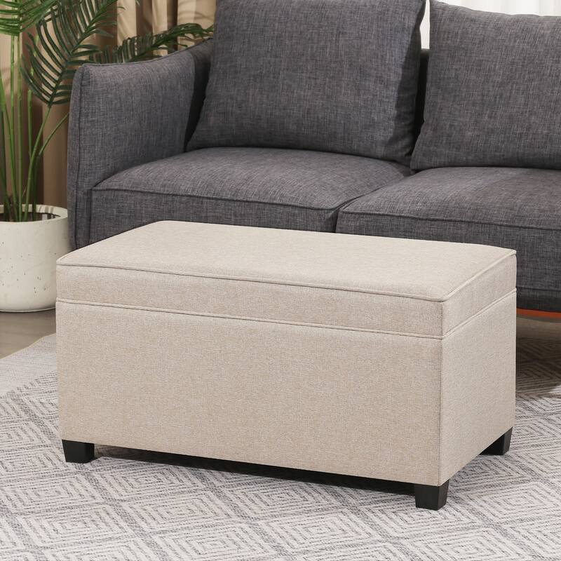 Adeco Linen Storage Ottoman Bench for Entryway or Bedroom