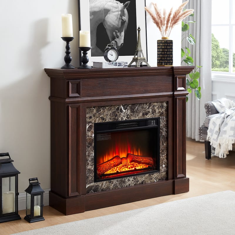 GDFStudio - Hearthstone Traditional Storage Electric Fireplace with Mantel and Realistic LED Flame