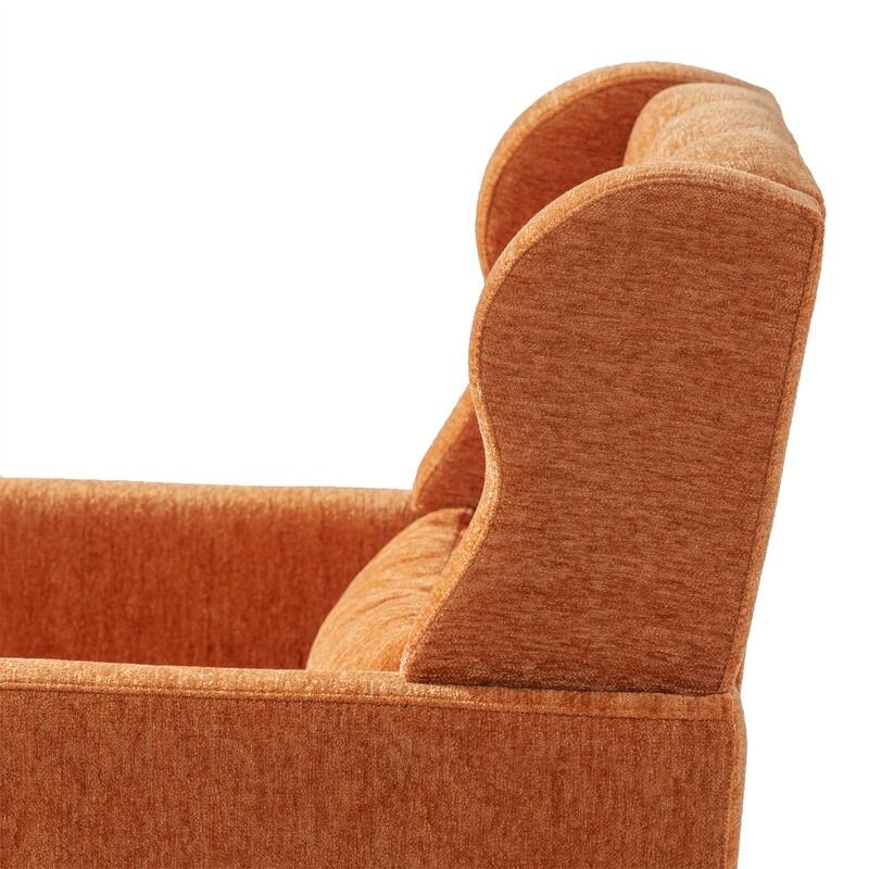 Modern Chenille Upholstered Armchair with Pillow and Solid Wood Leg