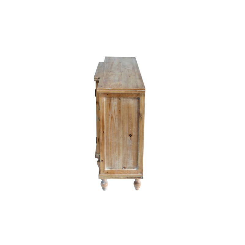 4-Door Hollow-Carved Accent Cabinet, Distressed Wood Storage Cabinet Cupboard with adjustable shelves,unique design,Natural wood