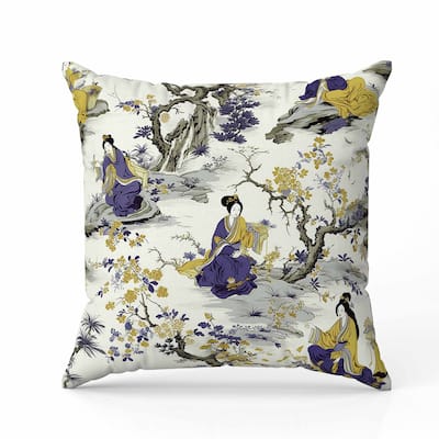 Imperial Palace Garden Faux Suede Reversible Throw Pillow Blue and Olive