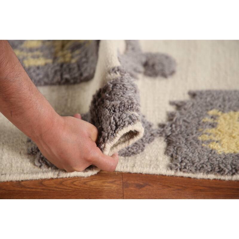 Moroccan Oriental Area Rug Hand-Knotted Wool Carpet - 5'2"x 7'11"