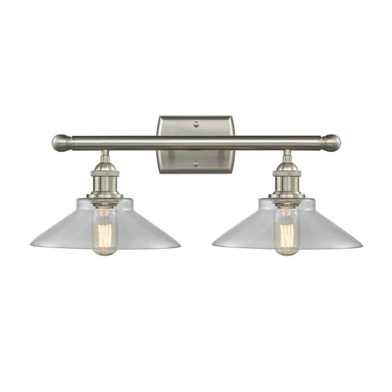 Innovations Lighting Disc 2 Light 18" Wide Bathroom Vanity Light - Brushed Satin Nickel / Clear