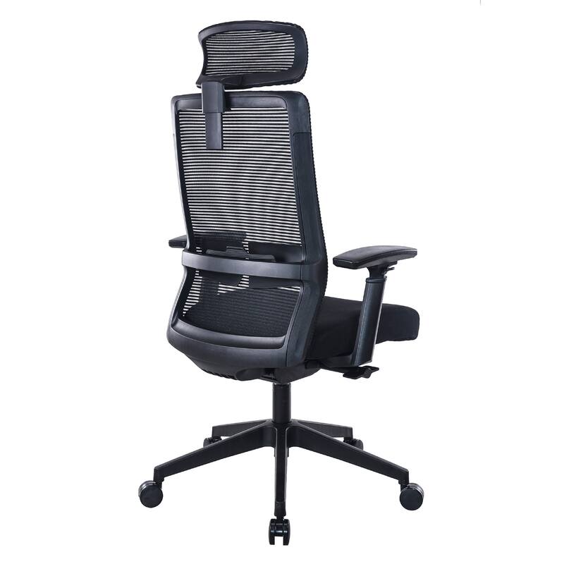 Rolling Office Chair with Headrest, Black Mesh, Foam, Swivel Seat