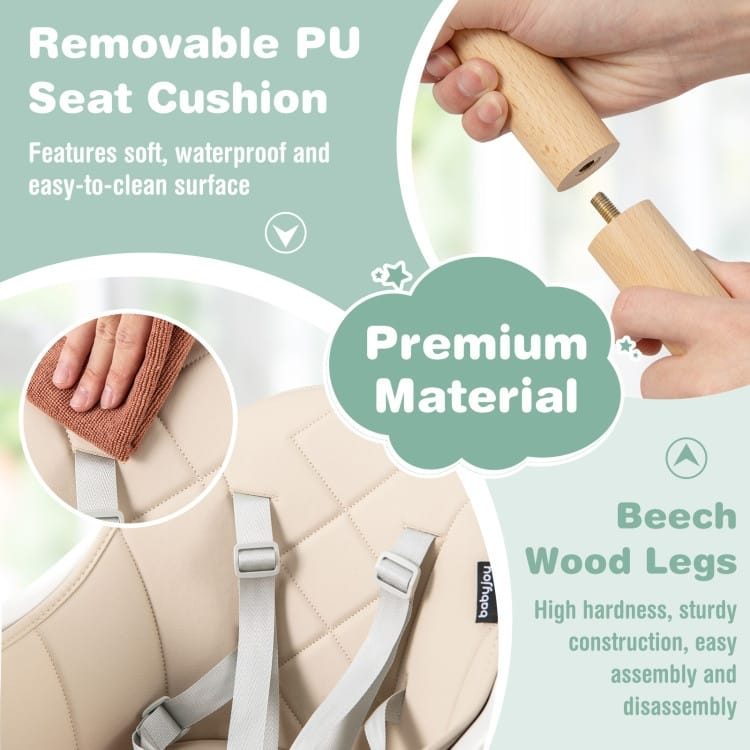 6-in-1 Baby High Chair with Removable Dishwasher and Safe Tray - 24.5" x 23" x 35.5"