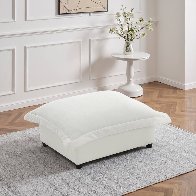 Modern Chenille Cloud Accent Ottoman - Beige