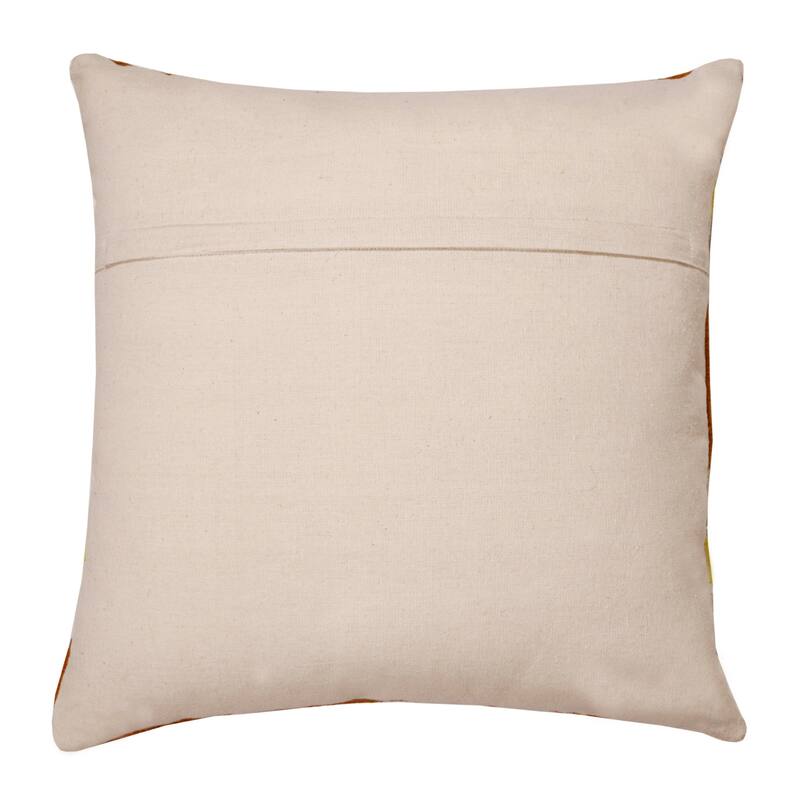 Handwoven Overtufted Geometric Cotton Throw Pillow Cover - 20" - Orange and Yellow