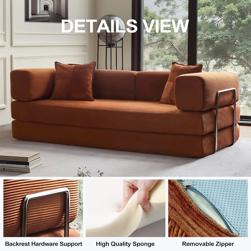 78.8"Convertible Floor Sofa Bed-with Pillow Back Support Armrest Floor Couch Compression Sofa Futon Couch Lounge Sleeper Bed