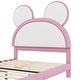 preview thumbnail 10 of 11, Full Upholstered Platform Bed wCartoon Ears Shaped Headboard, LED