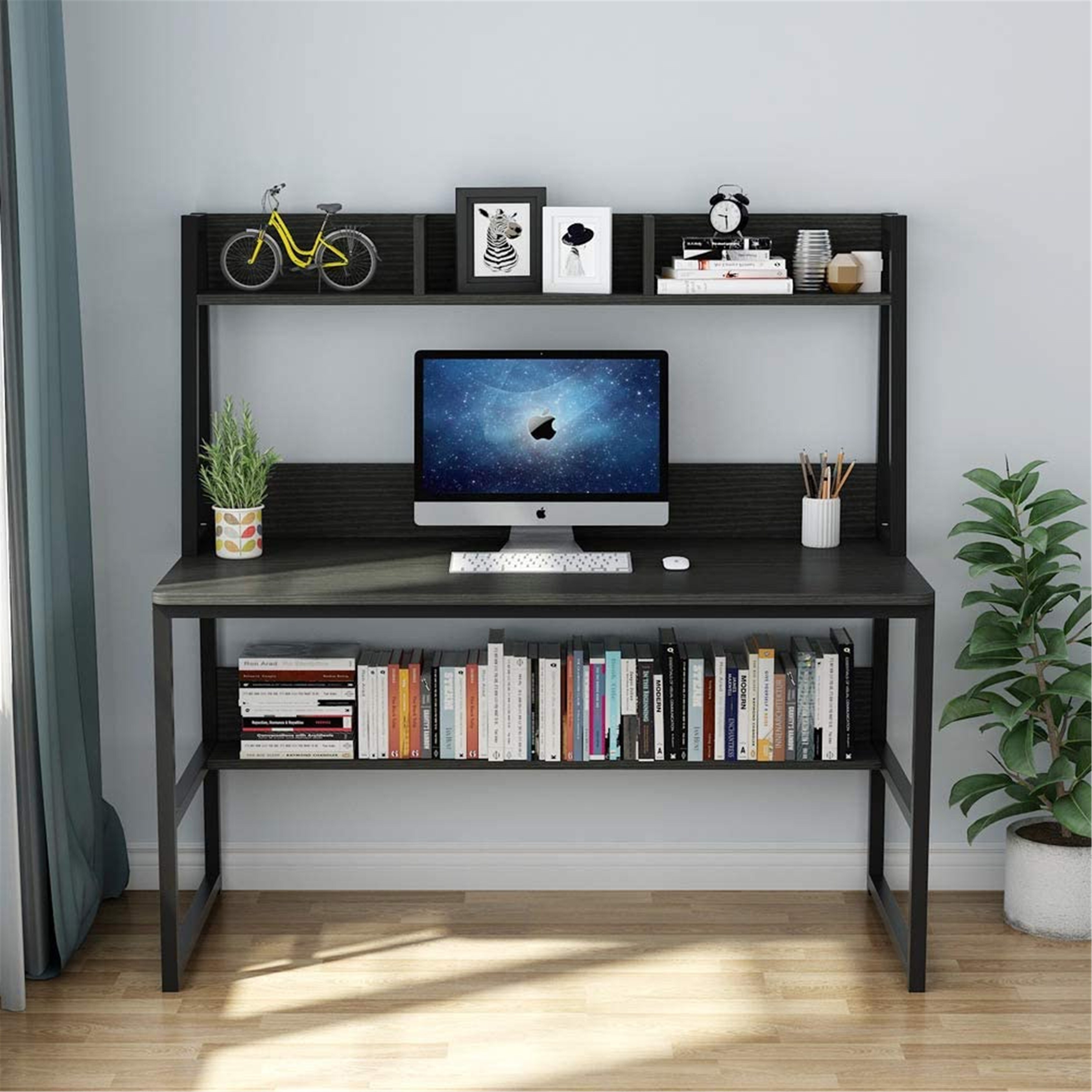 47 Modern Compact Small Space Computer Office Desk with Bookshelf Combo  Black, 1 Unit - Kroger
