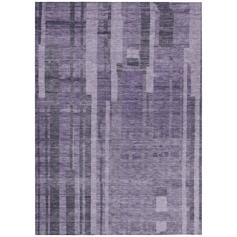 Machine Washable Indoor/ Outdoor Modern Stripes Chantille Rug