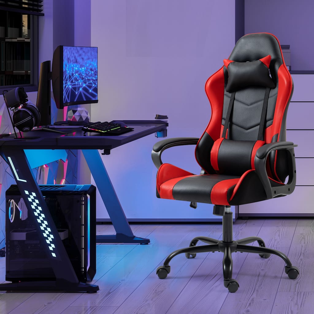 EROMMY Ergonomic Gaming Chair with Massage Lumbar, Rocking Function, Adjustable Support, 360° Swivel