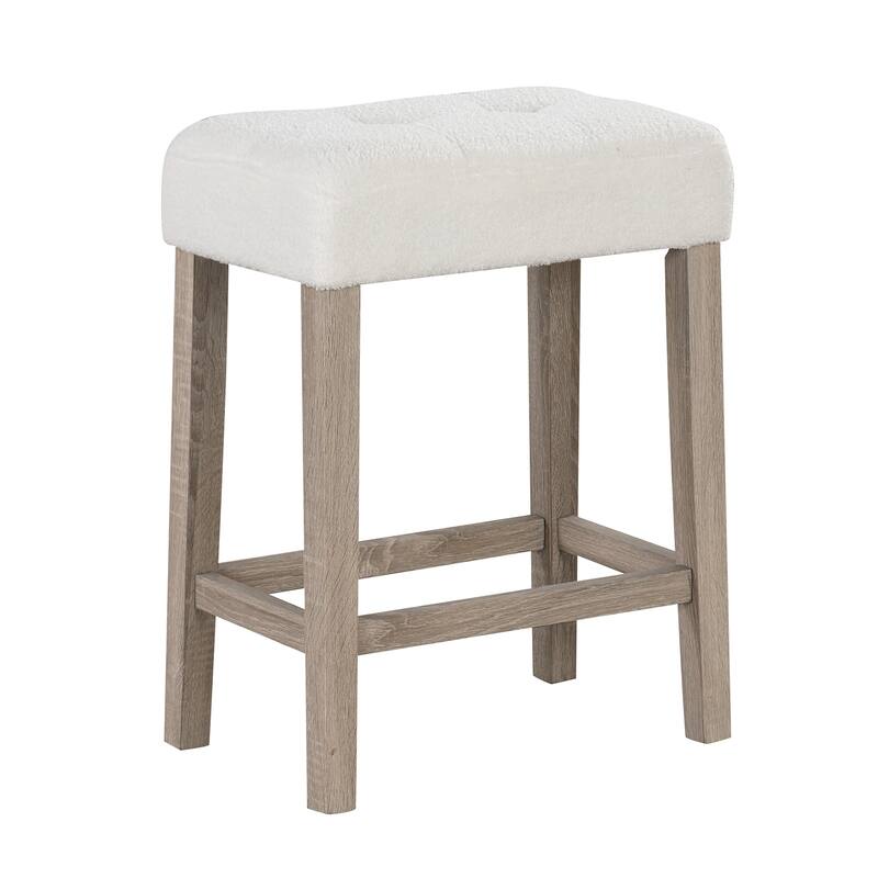 Set of 2 Modern Counter Height Bar Stools with Rubber Wood Legs - 18" x 11" x 24"