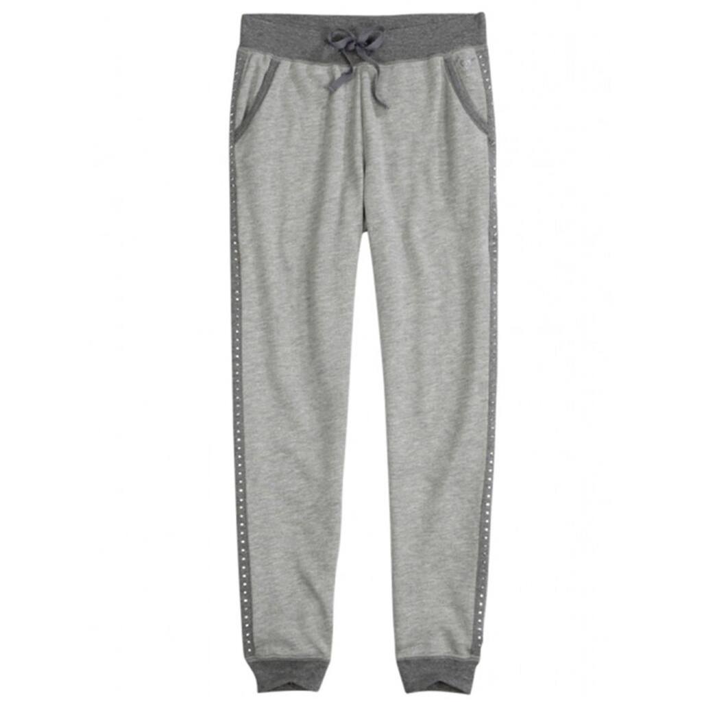 Justice Girls Studded Jogger Athletic Sweatpants, Grey, 5