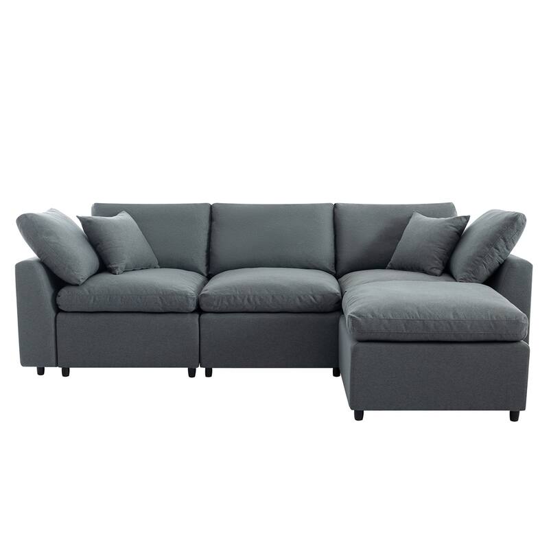 Convertible Sectional Sofa, L Shaped Couch with Reversible Chaise - Dark Gray