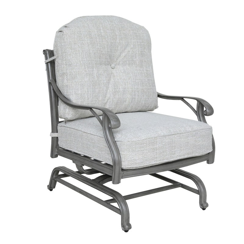 Ventura Cast Aluminum Club Motion Chair with Cushion (Set of 2) - Heritage Grey/Golden Gauze