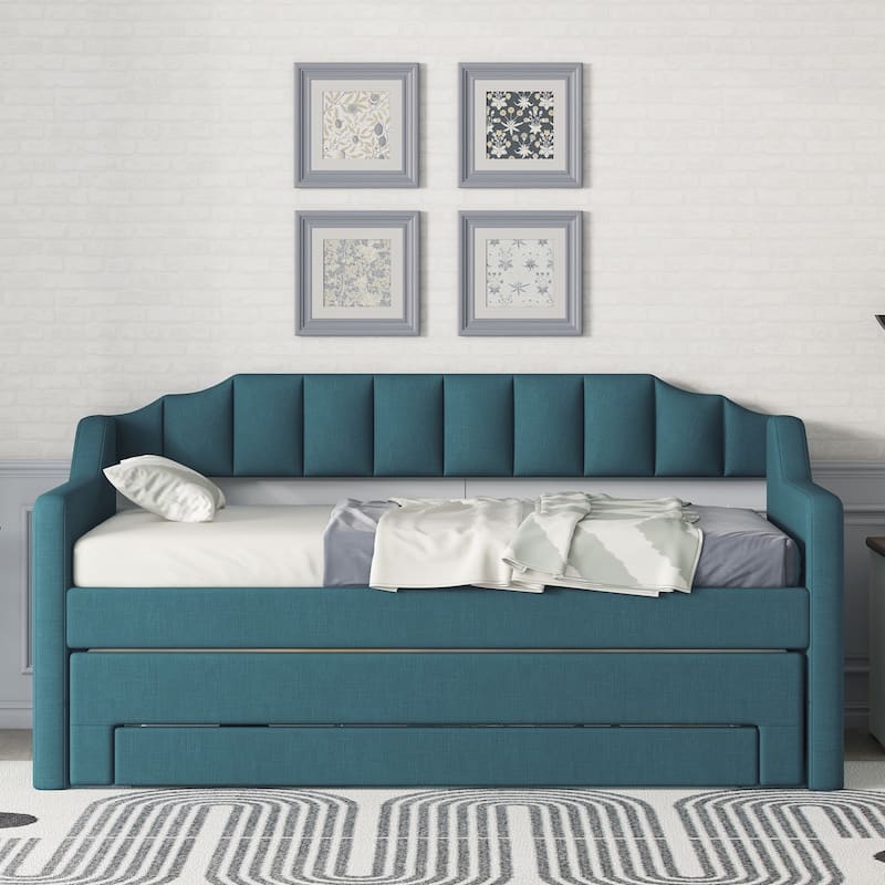Upholstered Daybed with Trundle and 3 Drawers