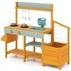 preview thumbnail 6 of 5, Play Kitchen for Kids Wooden Toy Playset w/Removable Faucet & Sink Yellow & Light Green