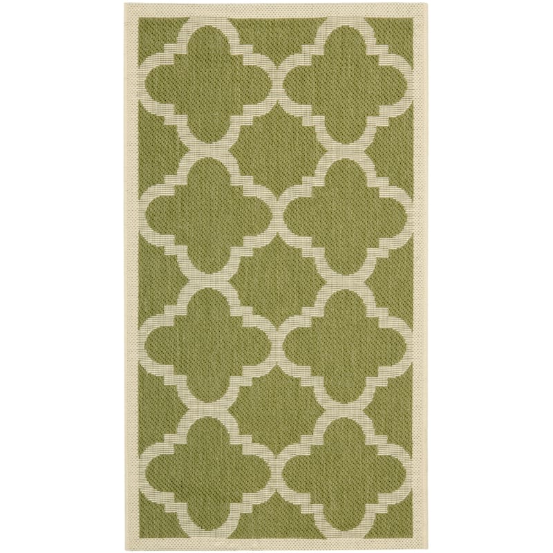 SAFAVIEH Courtyard Hafiza Indoor/ Outdoor Waterproof Patio Backyard Rug - 2' x 3'7" - Green/Beige