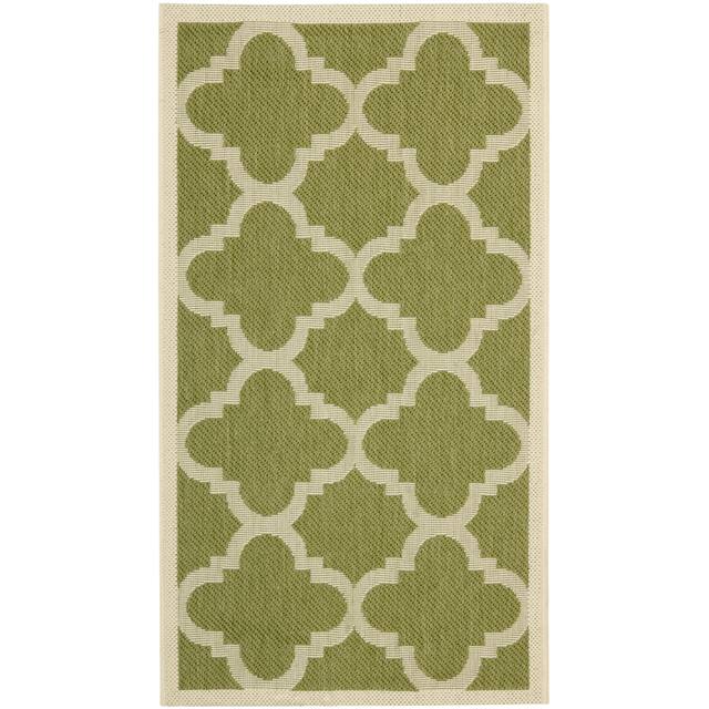 SAFAVIEH Courtyard Maryanne Indoor/ Outdoor Waterproof Patio Backyard Rug - 2' x 3'7" - Green/Beige