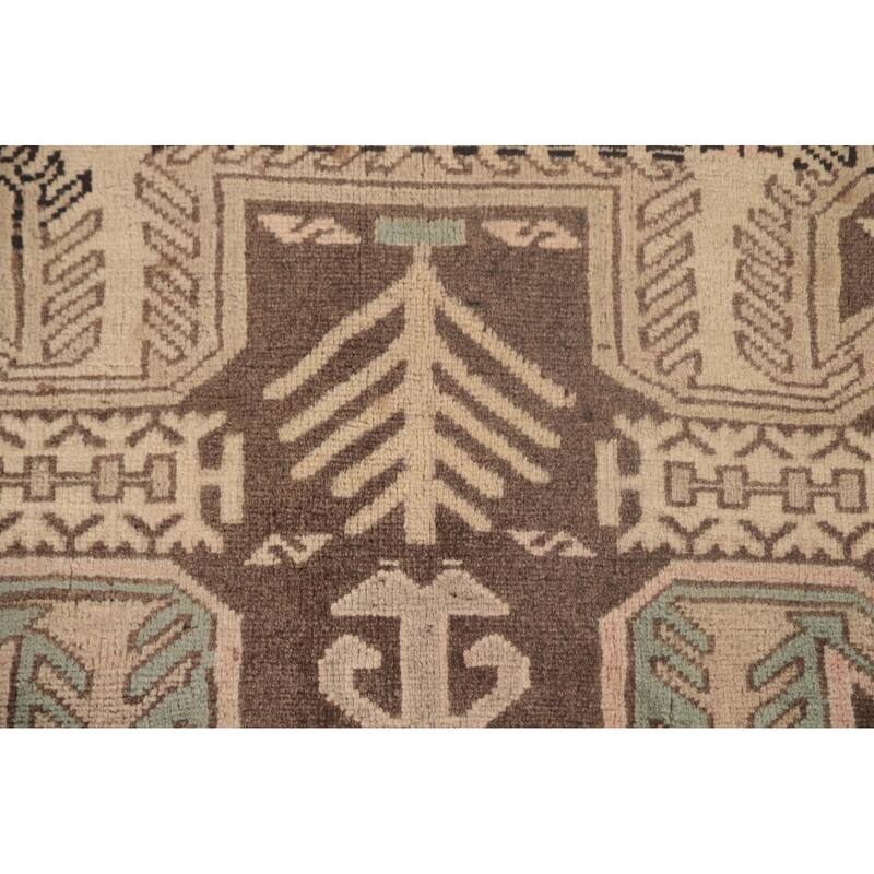 Meshkin Persian Vintage Runner Rug Handmade Wool Carpet - 3'6"x 10'3"
