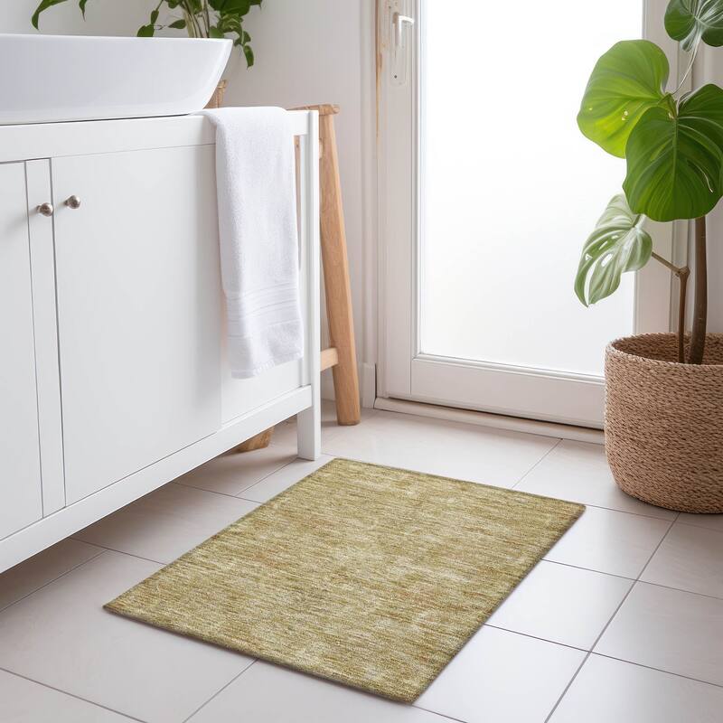 Machine Washable Indoor/ Outdoor Boho Traditional Chantille Rug - Wheat - 1'8" x 2'6"