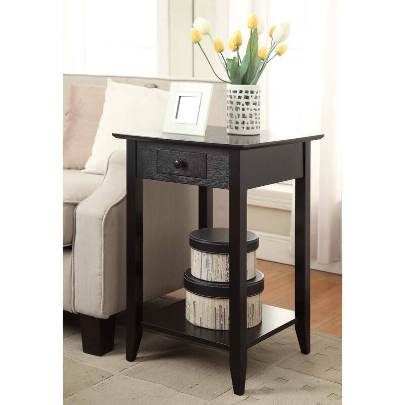 Convenience Concepts American Heritage 1 Drawer End Table with Shelf - Black
