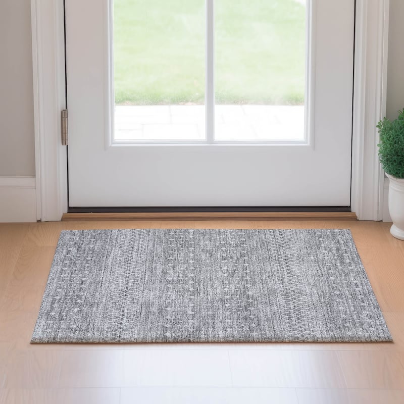 Premium Washable Super Soft Boho Geo Mayfield Rug - Silver - 1' 8" x 2' 6" - Rectangle