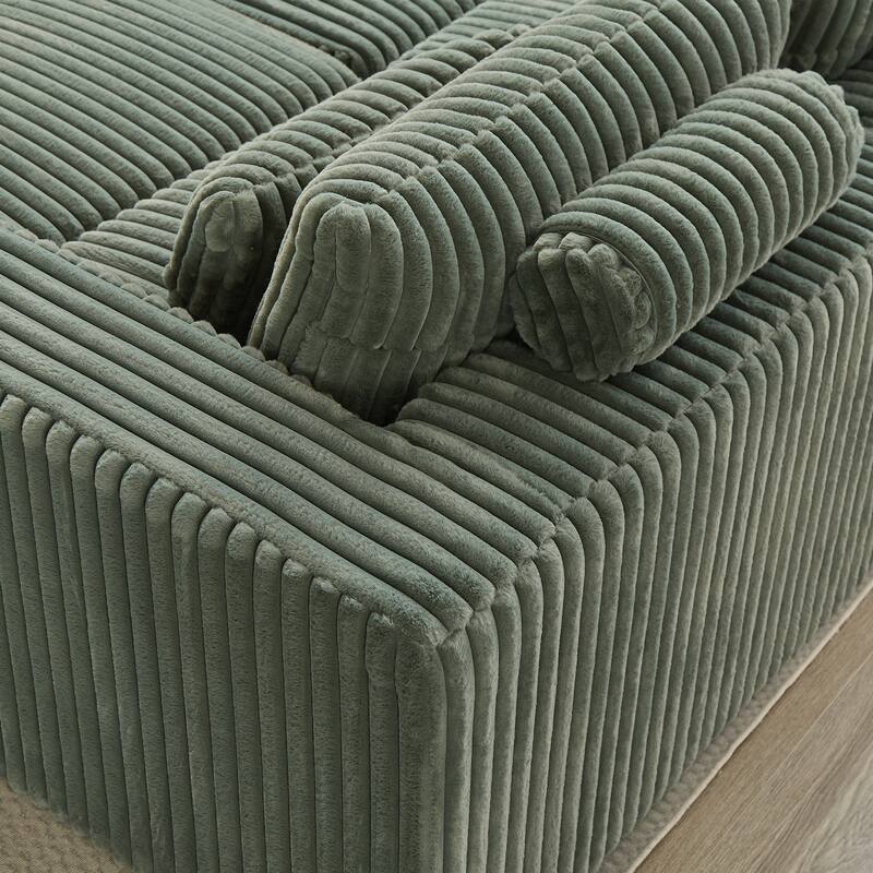 87'' Oversized Corduroy Chaise Lounge with Removable Ottoman Bench, Modular Sleeper Sofa Couch