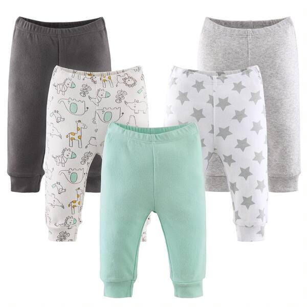 slide 1 of 1, The Peanutshell Safari 5-Pack Pants in Grey and Light Green
