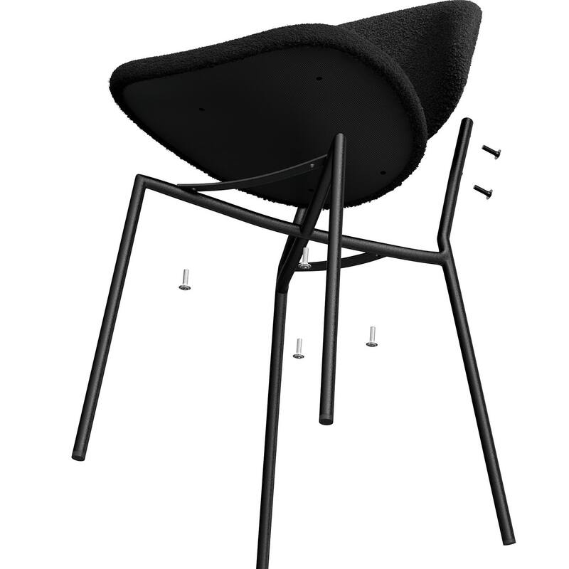 Set of 4 Mid-Century Dining Chairs - PU Leather, Curved Back