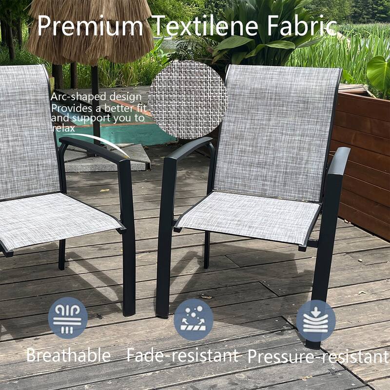 Garden Patio Chairs Set of 2, Weather Metal Outdoor Dining Chairs