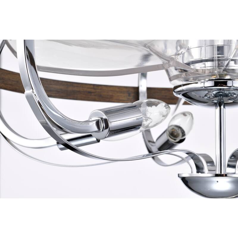 Davina 24 Inch Chrome Polish finish 6 Light, 3 Blade Ceiling Fandelier with Remote