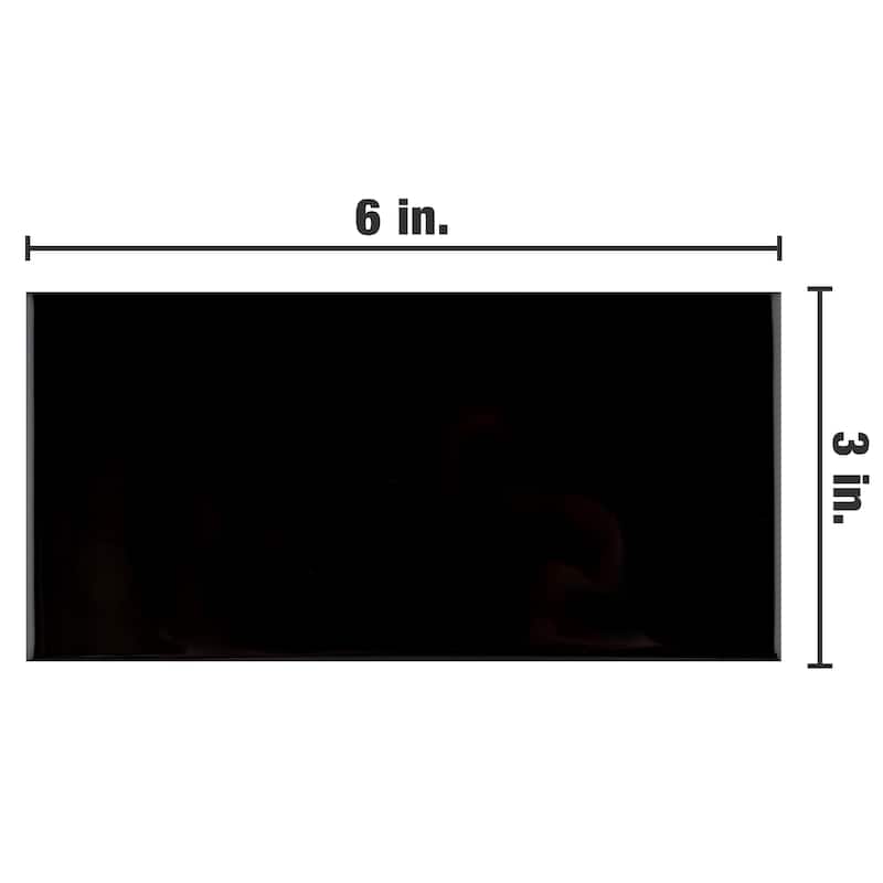 Merola Tile Park Slope Subway Glossy Black 3" x 6" Ceramic Wall Tile